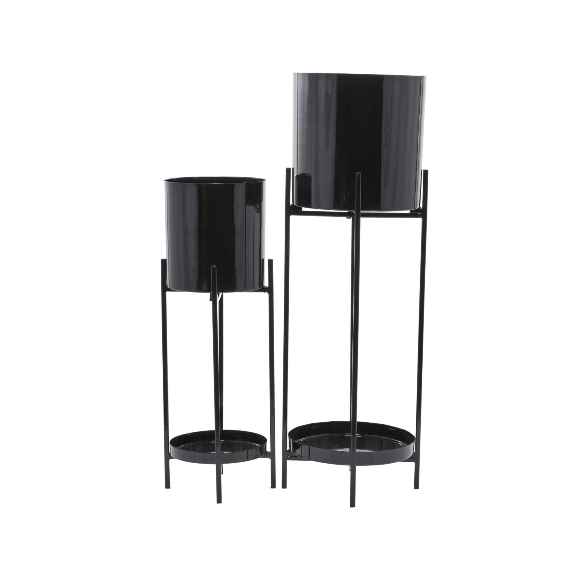 Black Contemporary Planter, Set of 2" 24", 32"